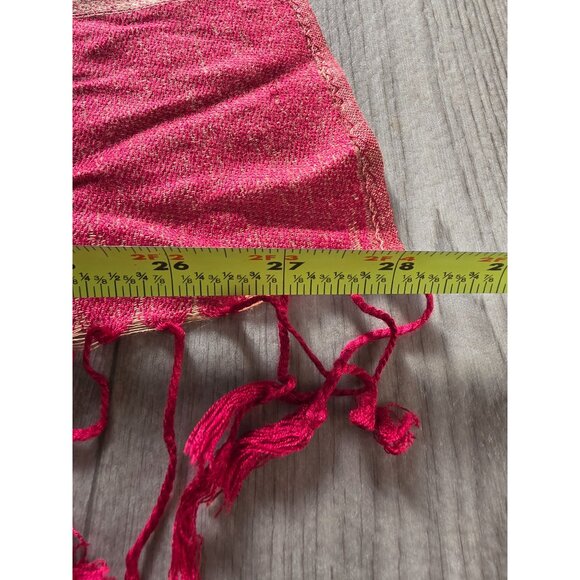 Pastmlna Red & Gold Paisley Pashmina Silk Blend Shawl Wrap Scarf Fringe 70" X 2 - Picture 6 of 7